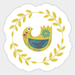 Retro Bird Ornament Sticker